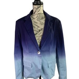 Boston Proper Womens Jacket Blazer Blue Ambre Polyester Lining US size 10 (M)
